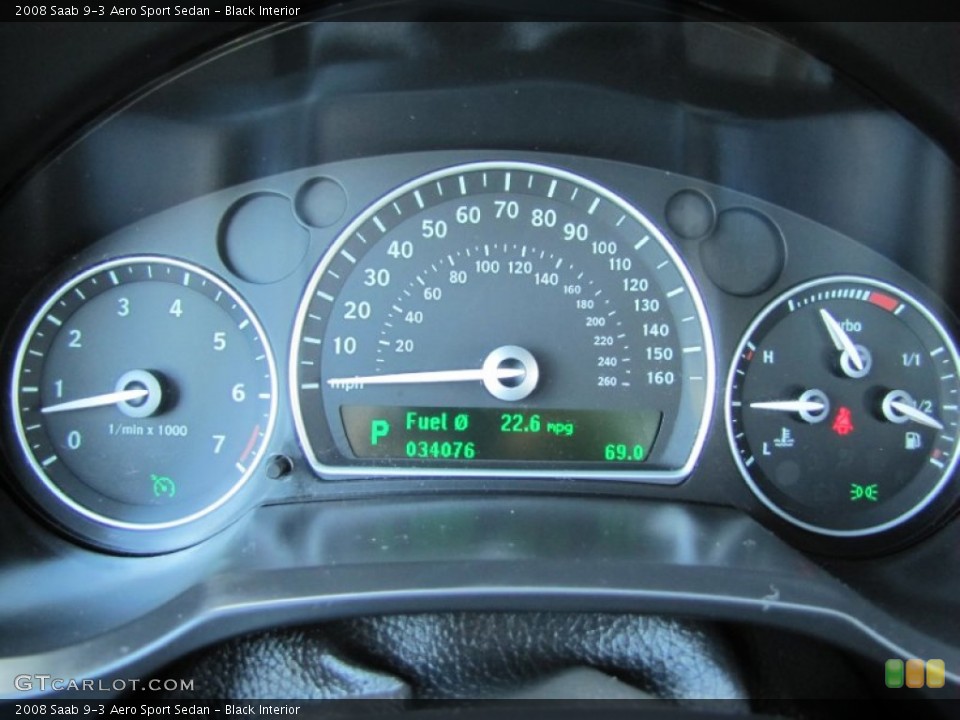 Black Interior Gauges for the 2008 Saab 9-3 Aero Sport Sedan #54737666