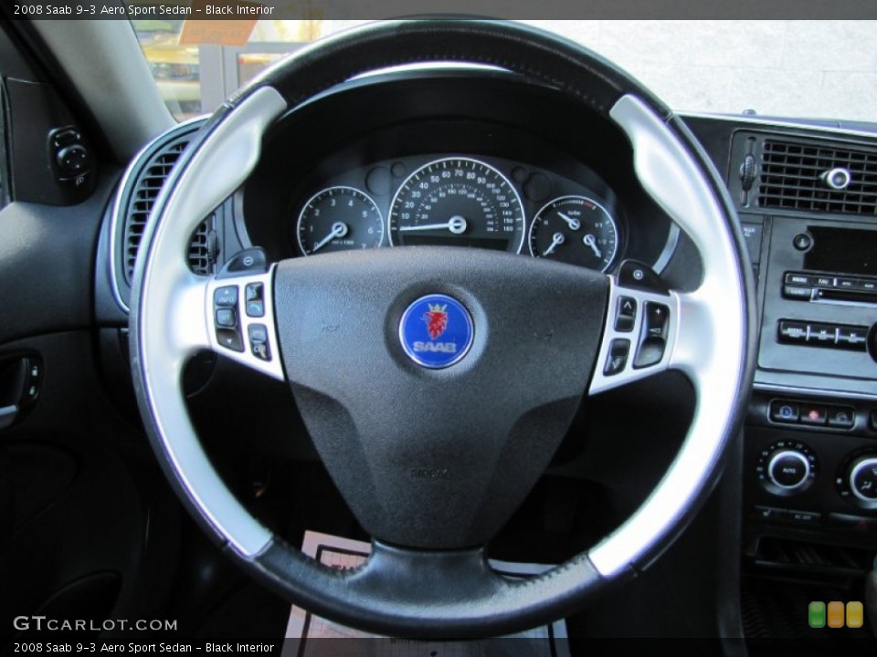 Black Interior Steering Wheel for the 2008 Saab 9-3 Aero Sport Sedan #54737669