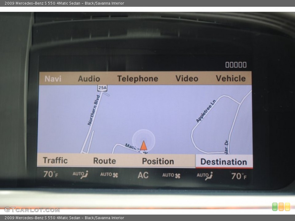 Black/Savanna Interior Navigation for the 2009 Mercedes-Benz S 550 4Matic Sedan #54749697