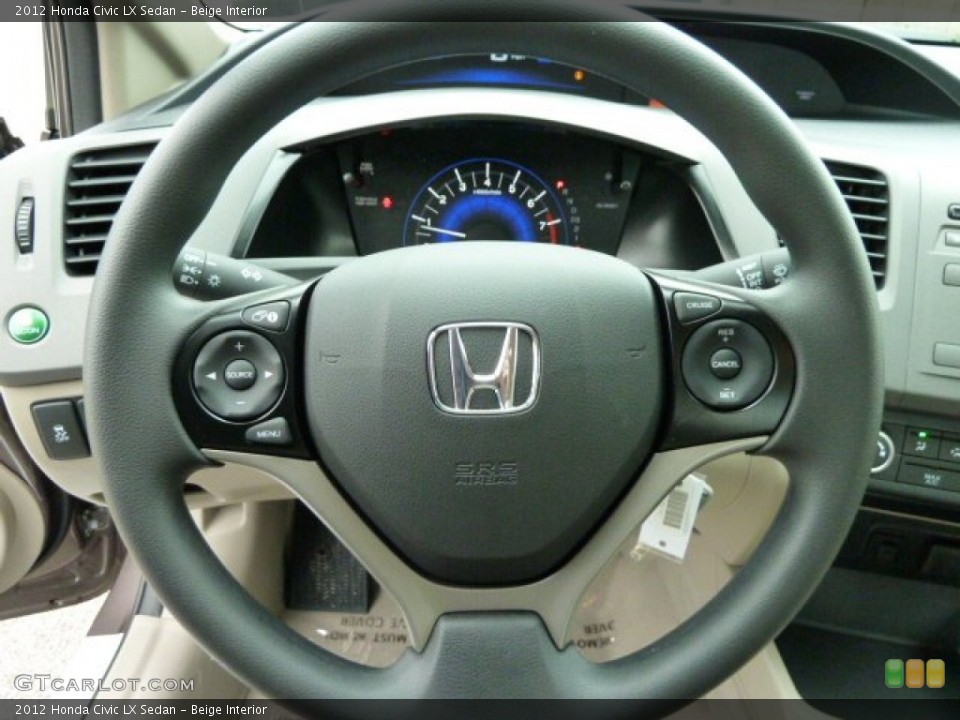 Beige Interior Steering Wheel for the 2012 Honda Civic LX Sedan #54762690