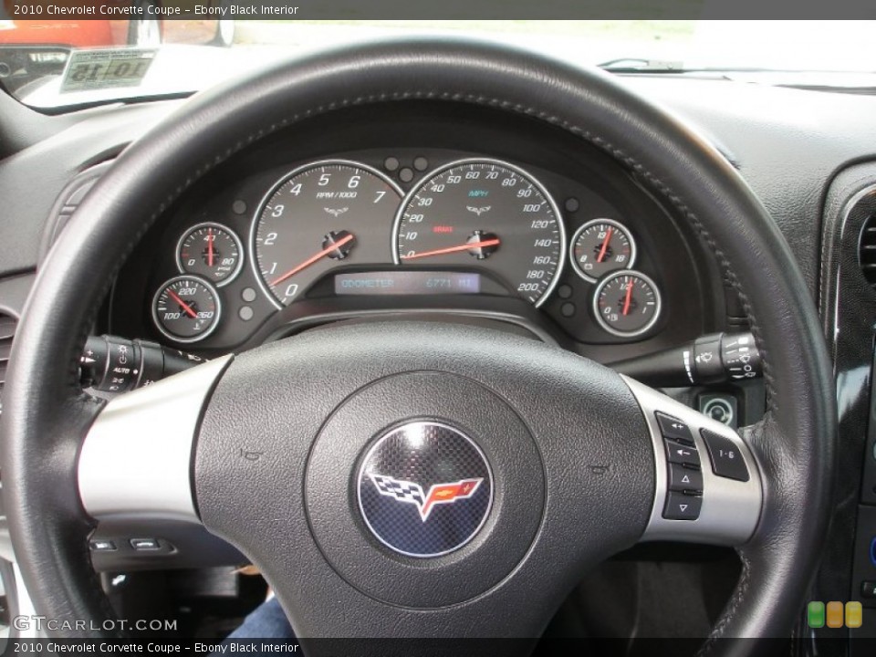 Ebony Black Interior Steering Wheel for the 2010 Chevrolet Corvette Coupe #54772254