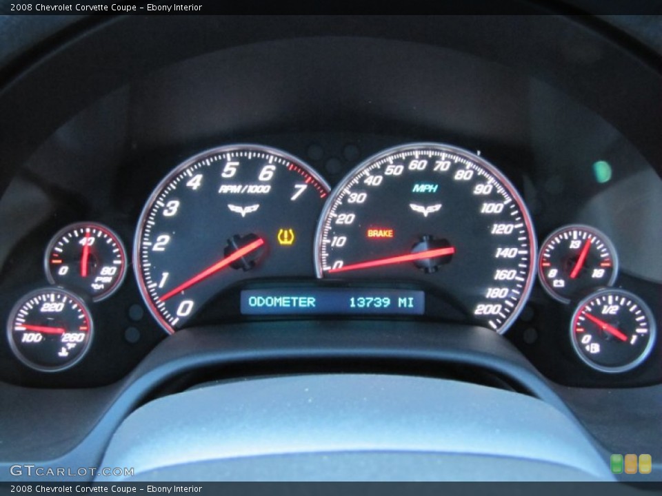Ebony Interior Gauges for the 2008 Chevrolet Corvette Coupe #54784518