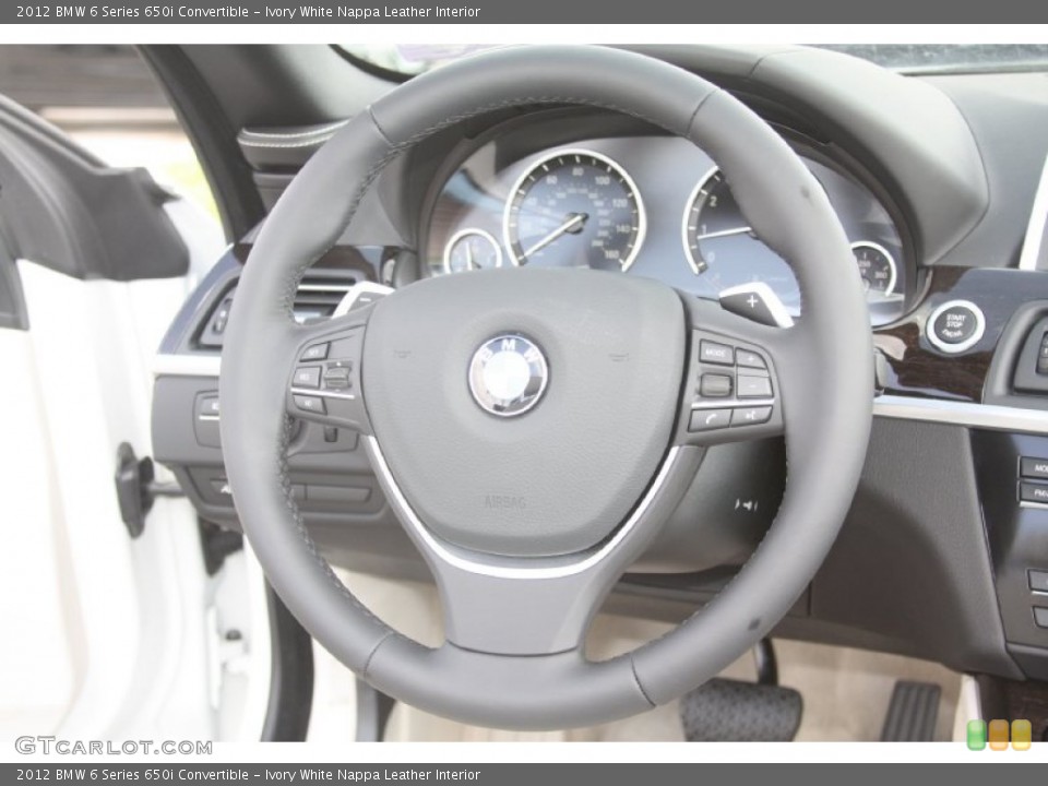Ivory White Nappa Leather Interior Steering Wheel for the 2012 BMW 6 Series 650i Convertible #54874441