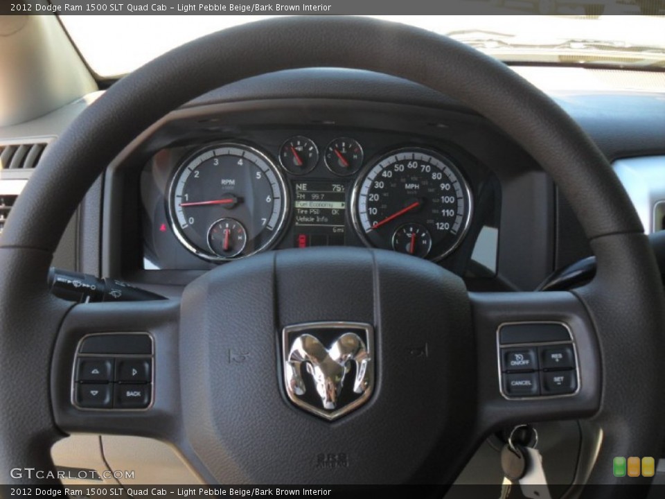 Light Pebble Beige/Bark Brown Interior Steering Wheel for the 2012 Dodge Ram 1500 SLT Quad Cab #54894353