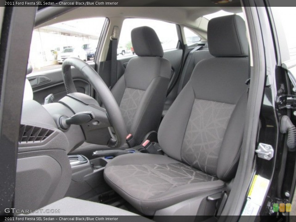 Charcoal Black/Blue Cloth Interior Photo for the 2011 Ford Fiesta SEL Sedan #54905486