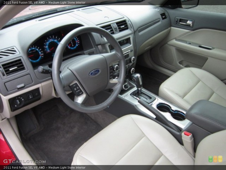 Medium Light Stone Interior Prime Interior for the 2011 Ford Fusion SEL V6 AWD #54915439
