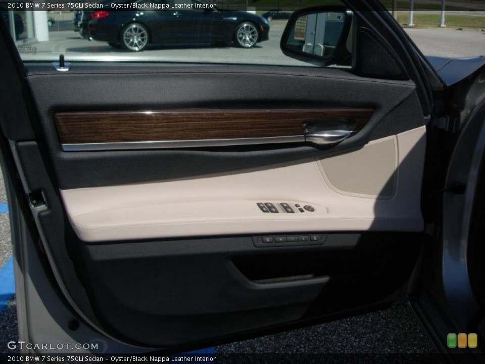 Oyster/Black Nappa Leather Interior Door Panel for the 2010 BMW 7 Series 750Li Sedan #54943915