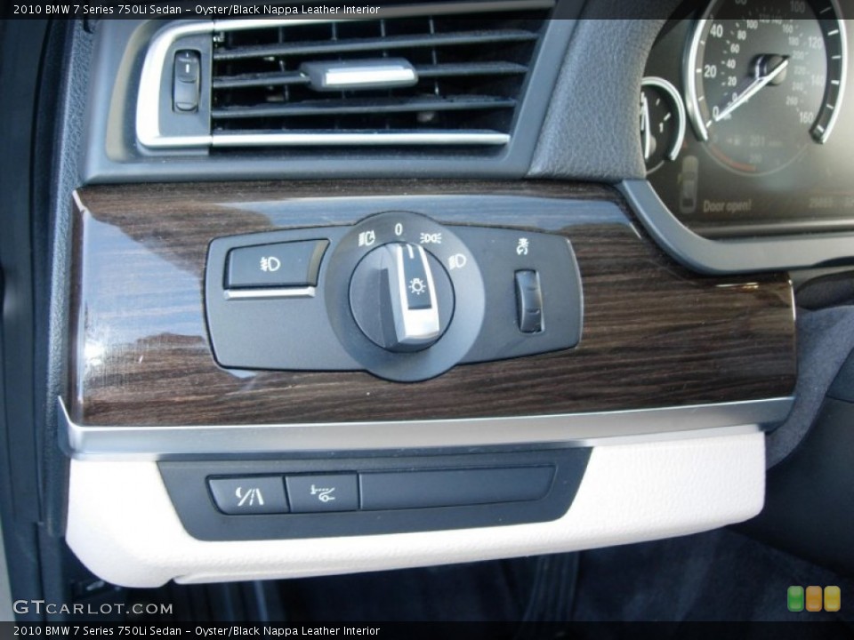 Oyster/Black Nappa Leather Interior Controls for the 2010 BMW 7 Series 750Li Sedan #54943950
