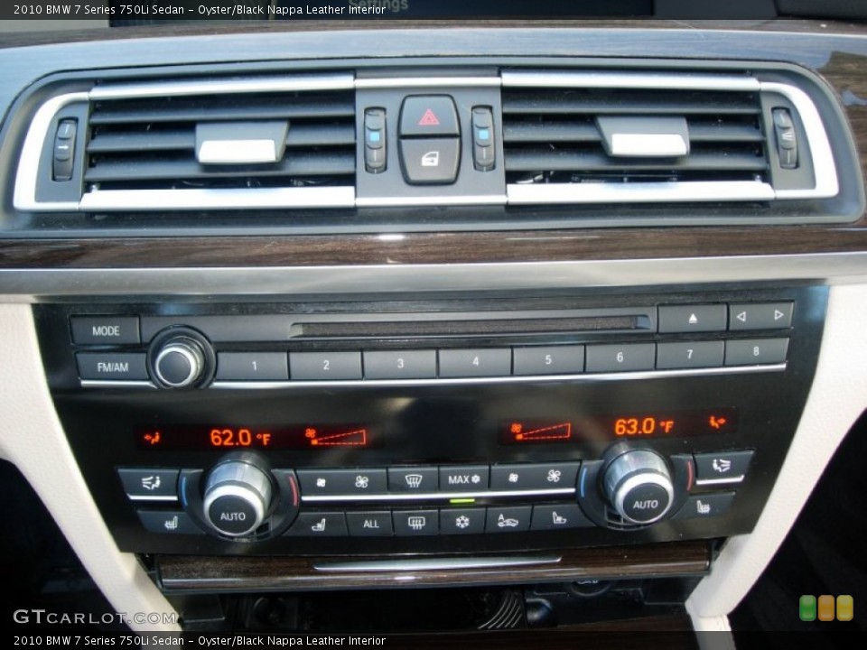 Oyster/Black Nappa Leather Interior Controls for the 2010 BMW 7 Series 750Li Sedan #54943960