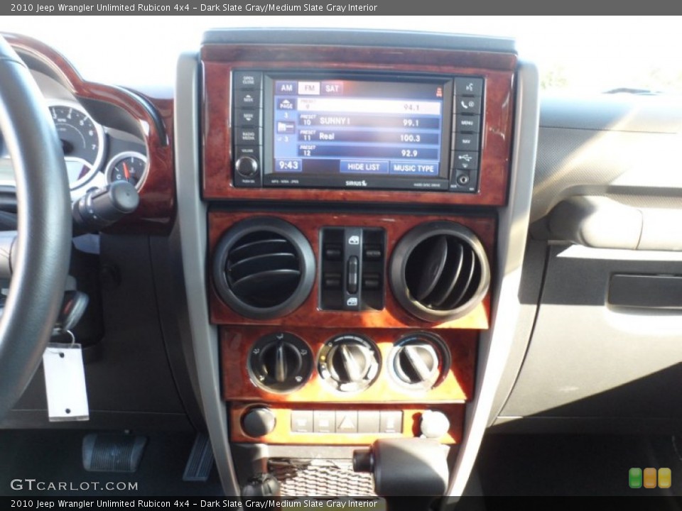 Dark Slate Gray/Medium Slate Gray Interior Controls for the 2010 Jeep Wrangler Unlimited Rubicon 4x4 #54950845