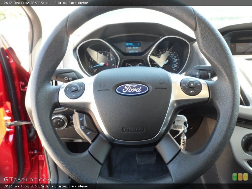 Charcoal Black Interior Steering Wheel for the 2012 Ford Focus SE SFE Sedan #54955129