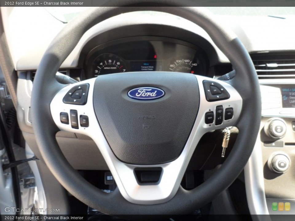 Charcoal Black Interior Steering Wheel for the 2012 Ford Edge SE #54957196