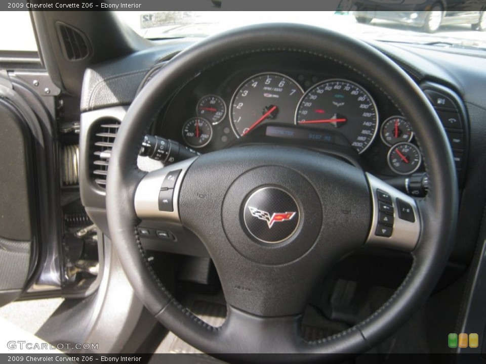 Ebony Interior Steering Wheel for the 2009 Chevrolet Corvette Z06 #54983929