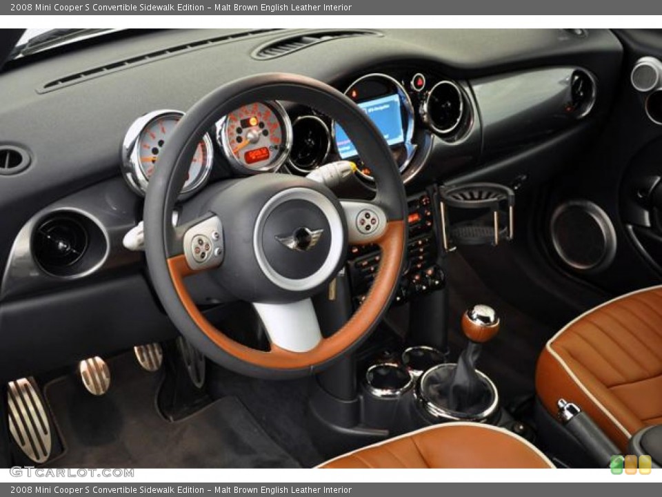 Malt Brown English Leather Interior Dashboard for the 2008 Mini Cooper S Convertible Sidewalk Edition #54986884