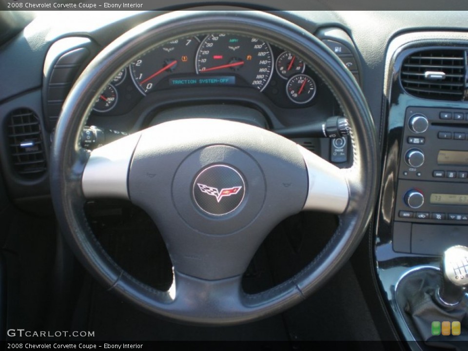 Ebony Interior Steering Wheel for the 2008 Chevrolet Corvette Coupe #54995107