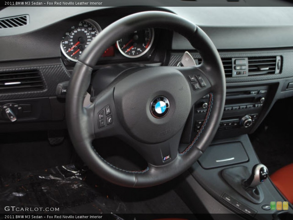 Fox Red Novillo Leather Interior Steering Wheel for the 2011 BMW M3 Sedan #54998407