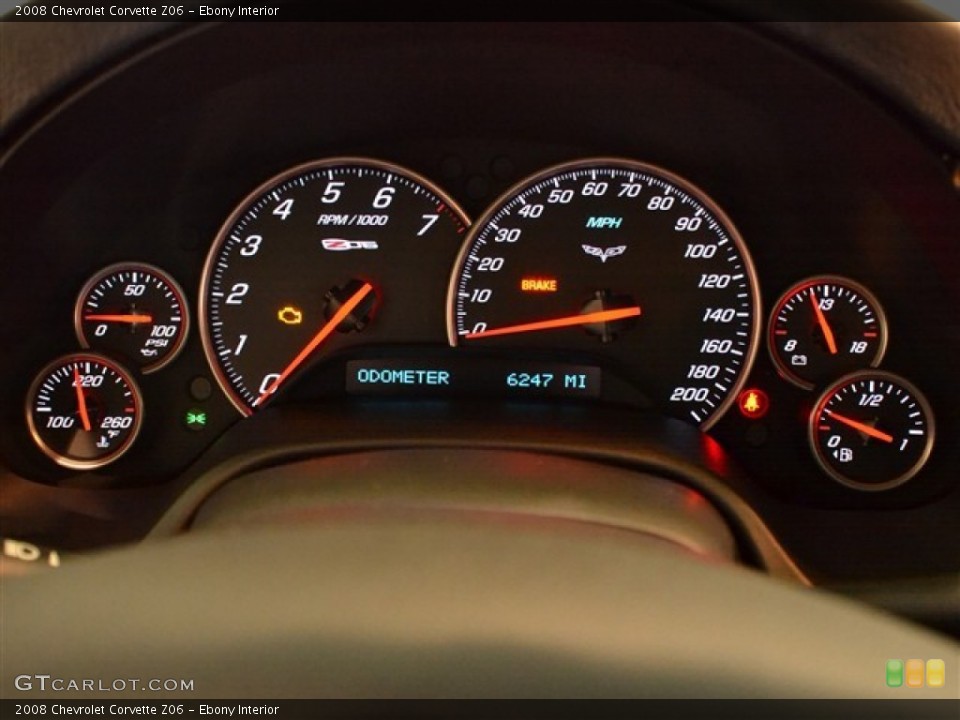 Ebony Interior Gauges for the 2008 Chevrolet Corvette Z06 #55011014