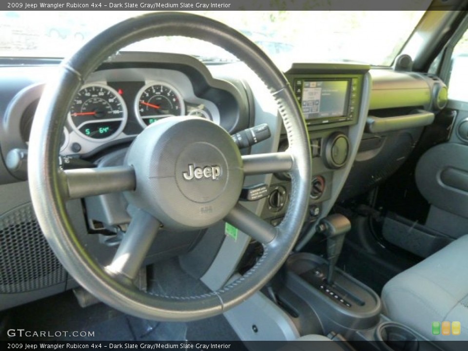 Dark Slate Gray/Medium Slate Gray Interior Steering Wheel for the 2009 Jeep Wrangler Rubicon 4x4 #55026198