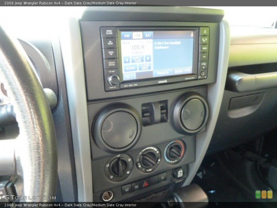 Dark Slate Gray/Medium Slate Gray Interior Controls for the 2009 Jeep Wrangler Rubicon 4x4 #55026231