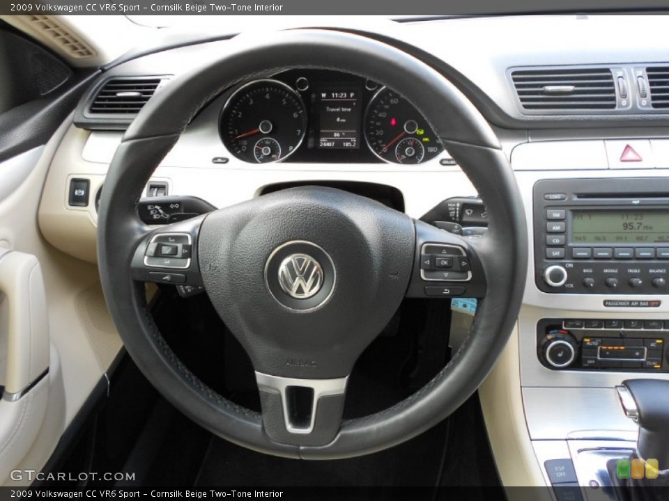 Cornsilk Beige Two-Tone Interior Steering Wheel for the 2009 Volkswagen CC VR6 Sport #55029378