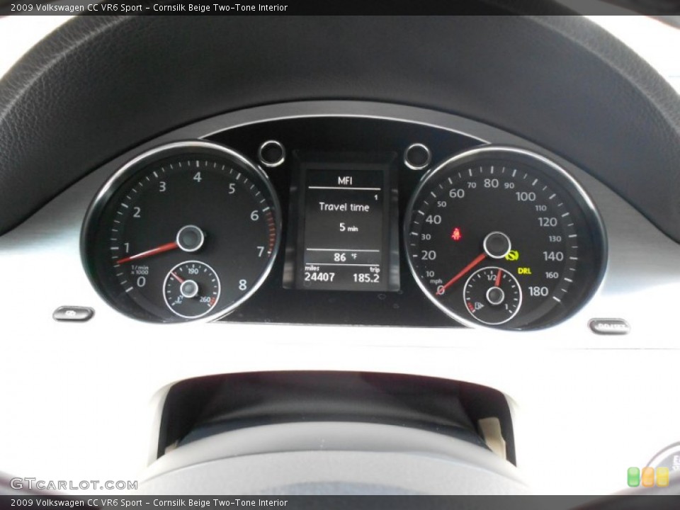 Cornsilk Beige Two-Tone Interior Gauges for the 2009 Volkswagen CC VR6 Sport #55029420