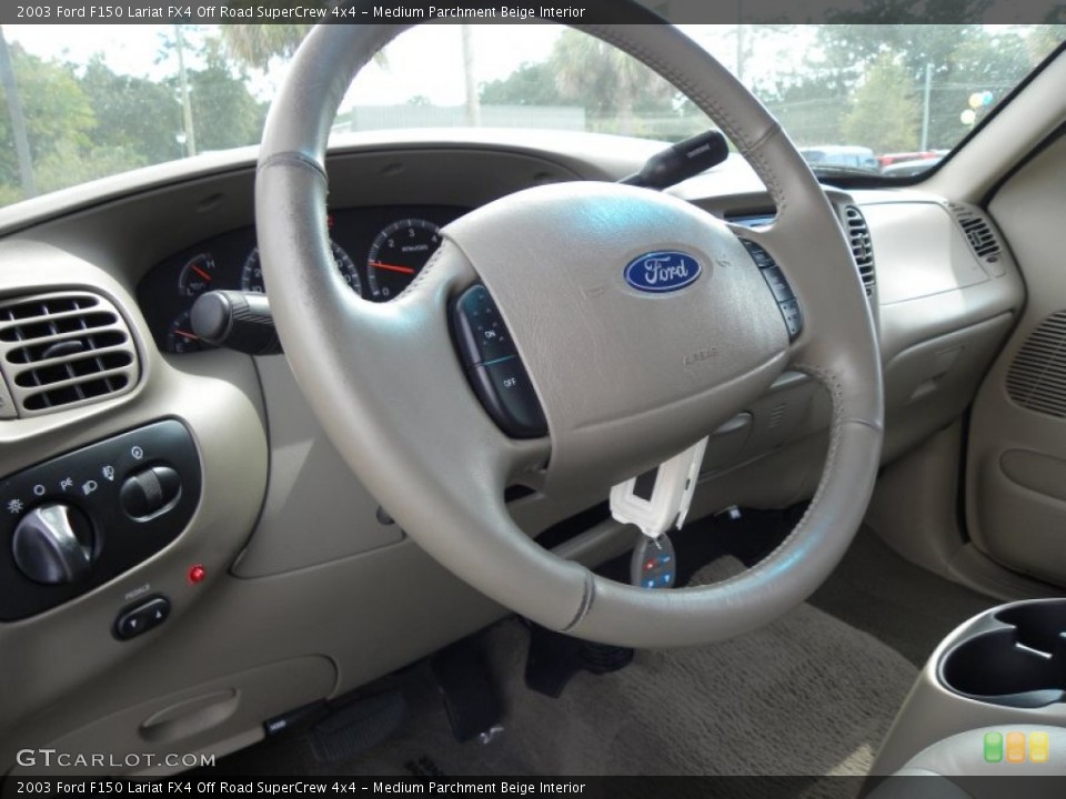 Medium Parchment Beige Interior Steering Wheel for the 2003 Ford F150 Lariat FX4 Off Road SuperCrew 4x4 #55051597