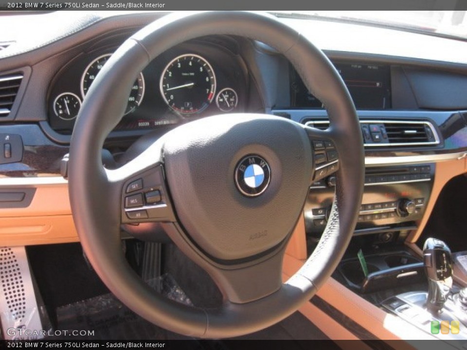 Saddle/Black Interior Steering Wheel for the 2012 BMW 7 Series 750Li Sedan #55076272