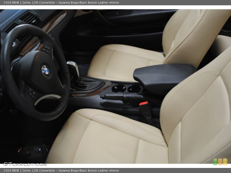 Savanna Beige/Black Boston Leather Interior Photo for the 2009 BMW 1 Series 128i Convertible #55080247