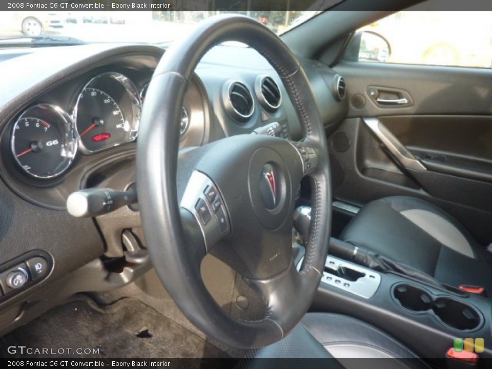 Ebony Black Interior Steering Wheel for the 2008 Pontiac G6 GT Convertible #55127128