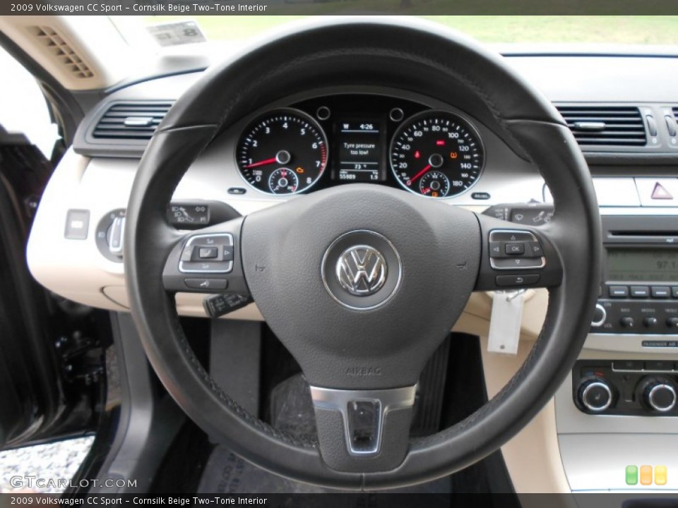 Cornsilk Beige Two-Tone Interior Steering Wheel for the 2009 Volkswagen CC Sport #55139338
