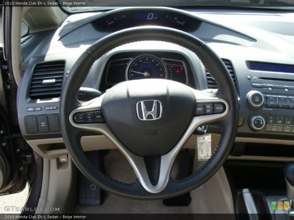 Beige Interior Steering Wheel for the 2010 Honda Civic EX-L Sedan #55153556