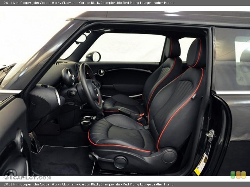 Carbon Black/Championship Red Piping Lounge Leather Interior Photo for the 2011 Mini Cooper John Cooper Works Clubman #55157957