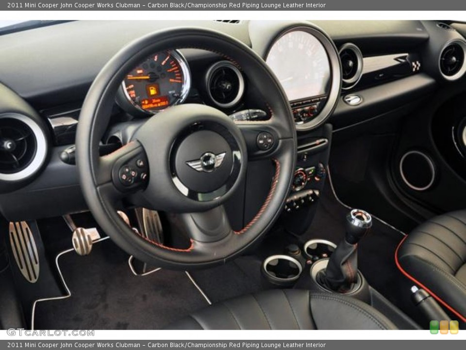 Carbon Black/Championship Red Piping Lounge Leather Interior Photo for the 2011 Mini Cooper John Cooper Works Clubman #55157981
