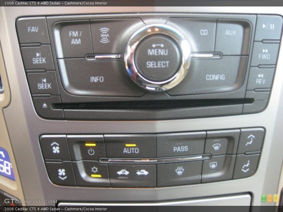 Cashmere/Cocoa Interior Controls for the 2008 Cadillac CTS 4 AWD Sedan #55175955