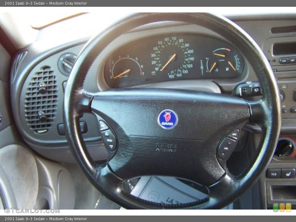 Medium Gray Interior Steering Wheel for the 2001 Saab 9-3 Sedan #55180536