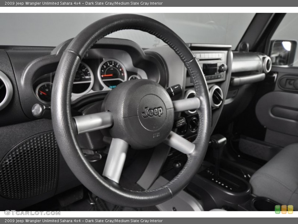 Dark Slate Gray/Medium Slate Gray Interior Steering Wheel for the 2009 Jeep Wrangler Unlimited Sahara 4x4 #55204167
