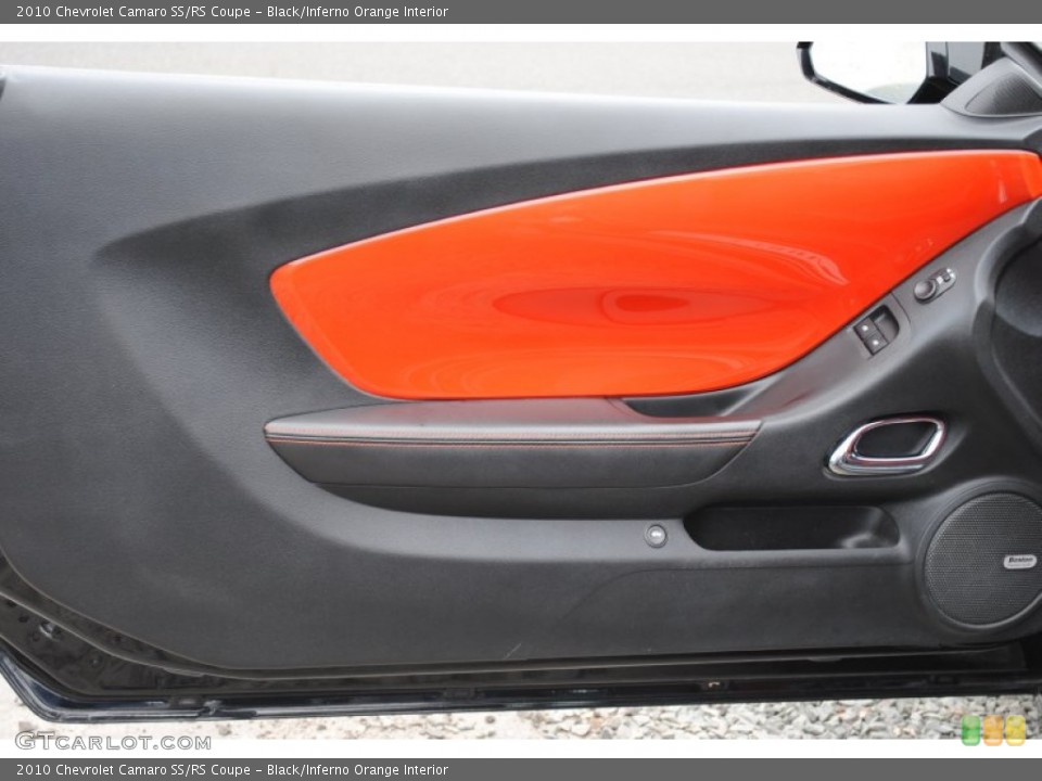Black/Inferno Orange Interior Door Panel for the 2010 Chevrolet Camaro SS/RS Coupe #55217398