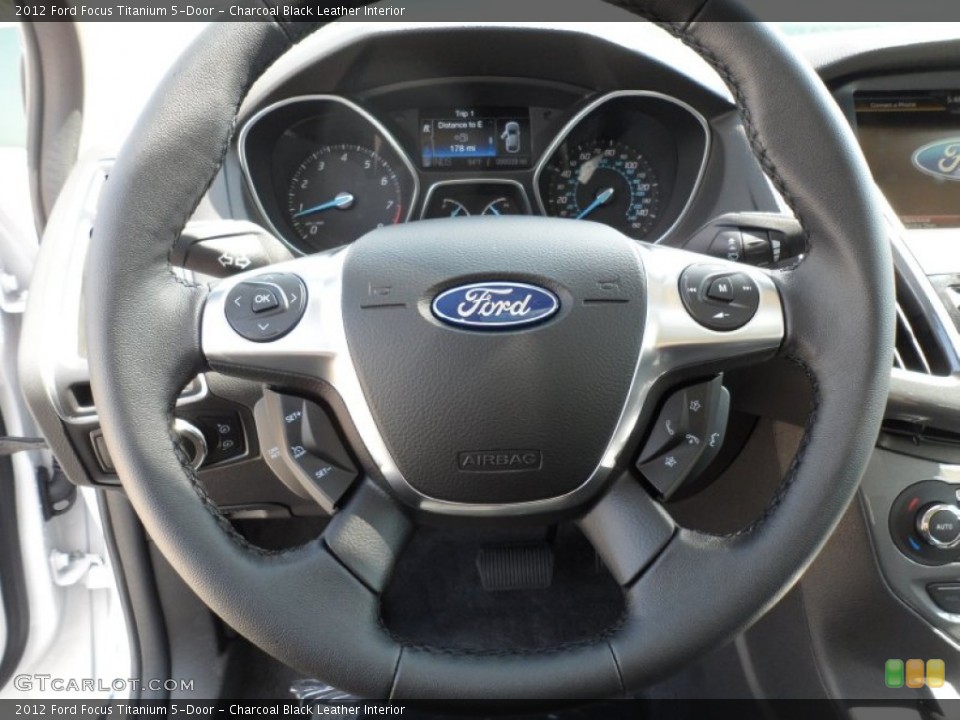Charcoal Black Leather Interior Steering Wheel for the 2012 Ford Focus Titanium 5-Door #55221420