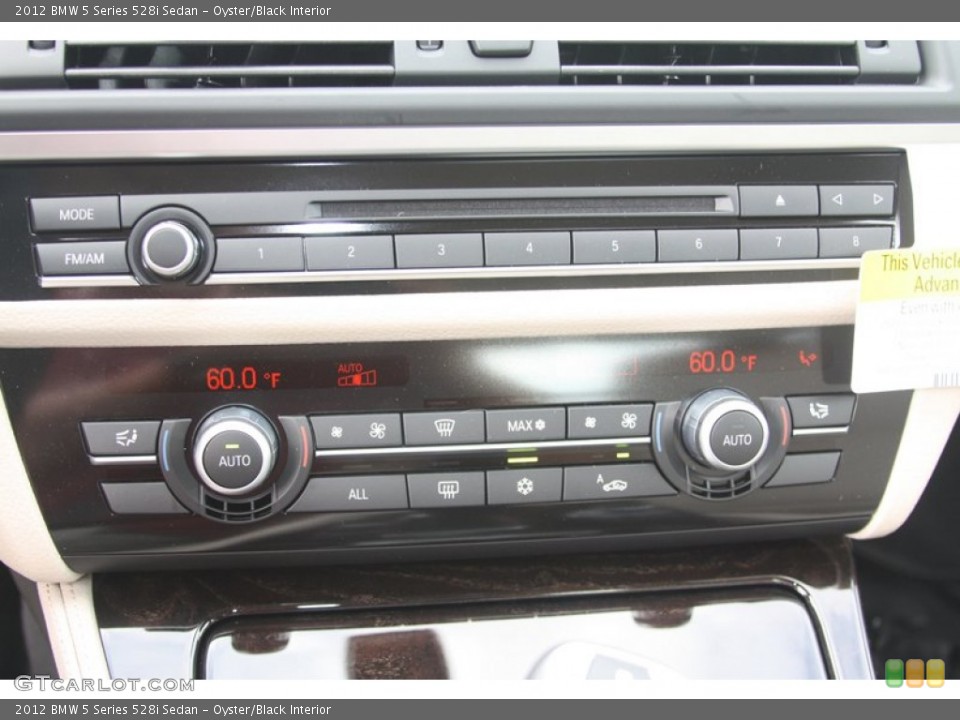 Oyster/Black Interior Controls for the 2012 BMW 5 Series 528i Sedan #55230301