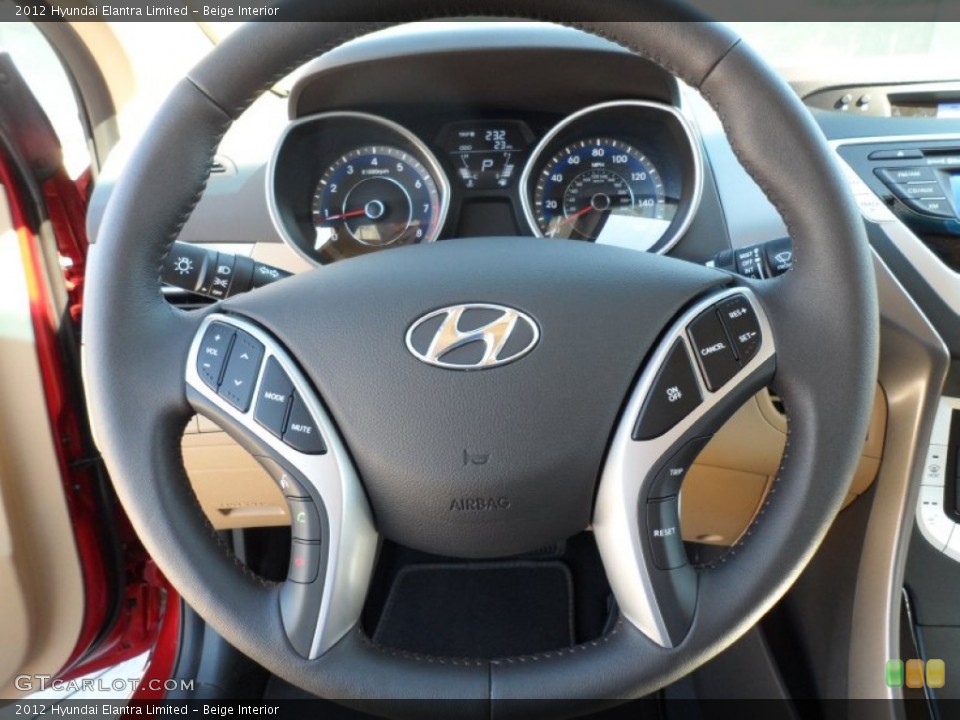 Beige Interior Steering Wheel for the 2012 Hyundai Elantra Limited #55243081
