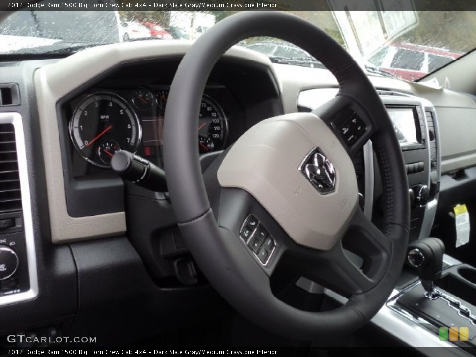 Dark Slate Gray/Medium Graystone Interior Steering Wheel for the 2012 Dodge Ram 1500 Big Horn Crew Cab 4x4 #55284913