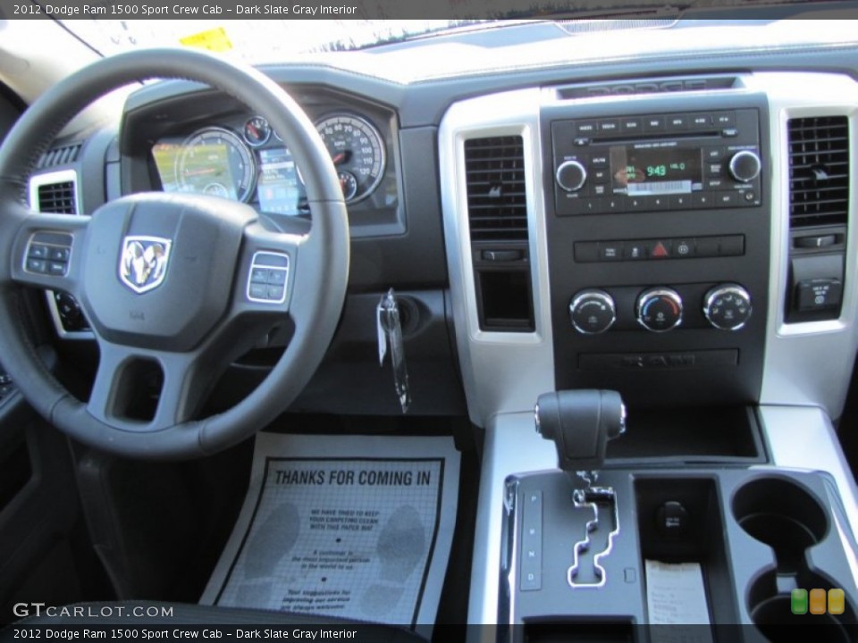 Dark Slate Gray Interior Dashboard for the 2012 Dodge Ram 1500 Sport Crew Cab #55289725
