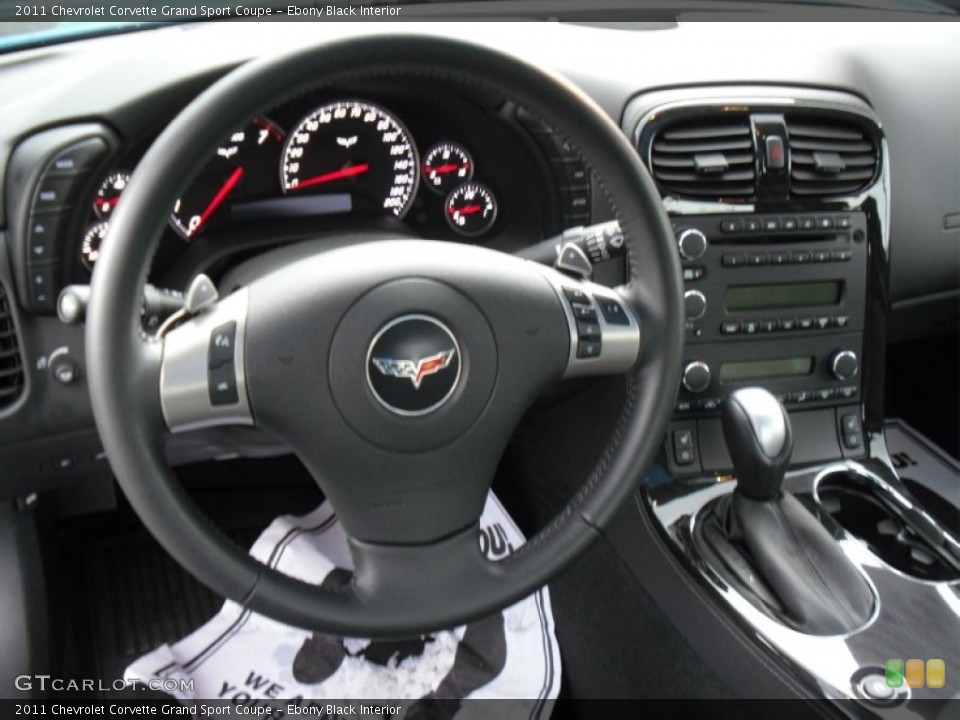 Ebony Black Interior Steering Wheel for the 2011 Chevrolet Corvette Grand Sport Coupe #55308667