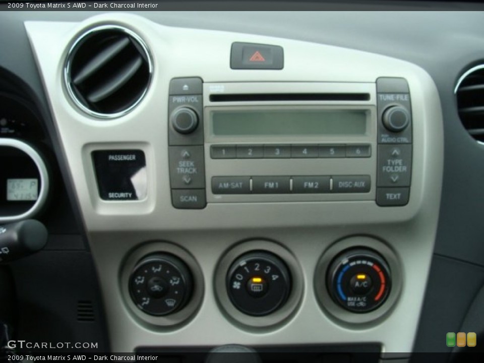 Dark Charcoal Interior Controls for the 2009 Toyota Matrix S AWD #55324444