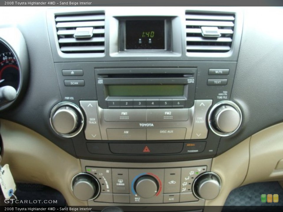 Sand Beige Interior Controls for the 2008 Toyota Highlander 4WD #55331761