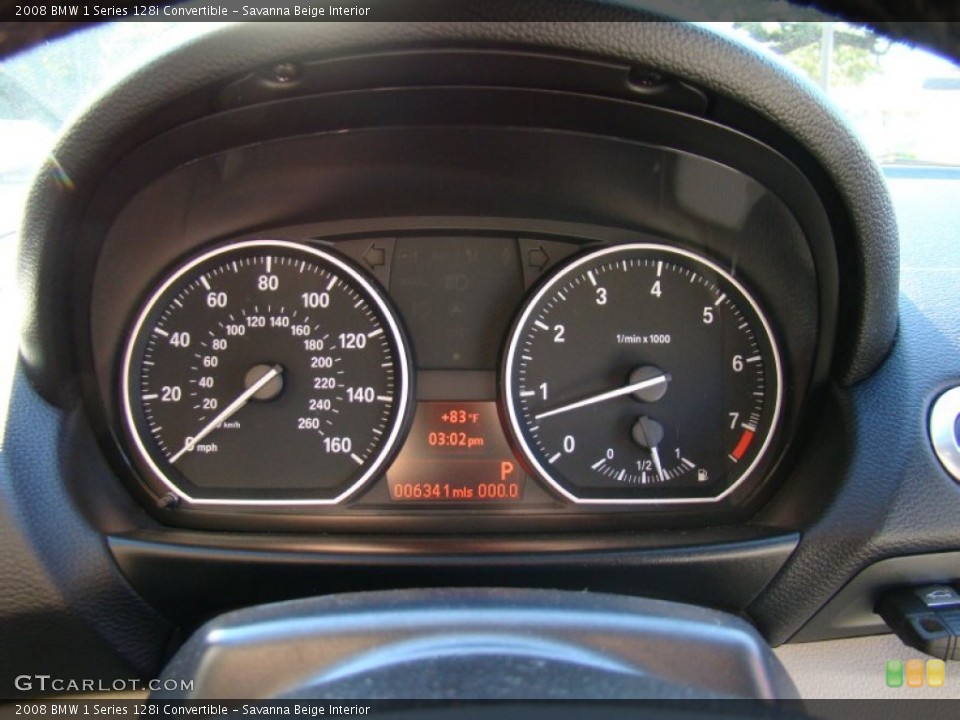 Savanna Beige Interior Gauges for the 2008 BMW 1 Series 128i Convertible #55334339