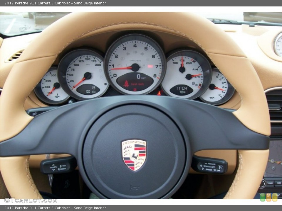Sand Beige Interior Steering Wheel for the 2012 Porsche 911 Carrera S Cabriolet #55342130