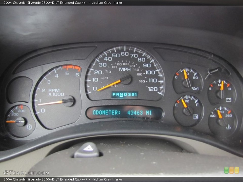 Medium Gray Interior Gauges for the 2004 Chevrolet Silverado 2500HD LT Extended Cab 4x4 #55368546