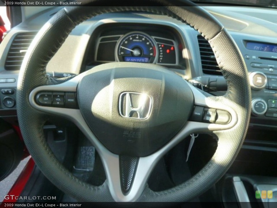 Black Interior Steering Wheel for the 2009 Honda Civic EX-L Coupe #55377180