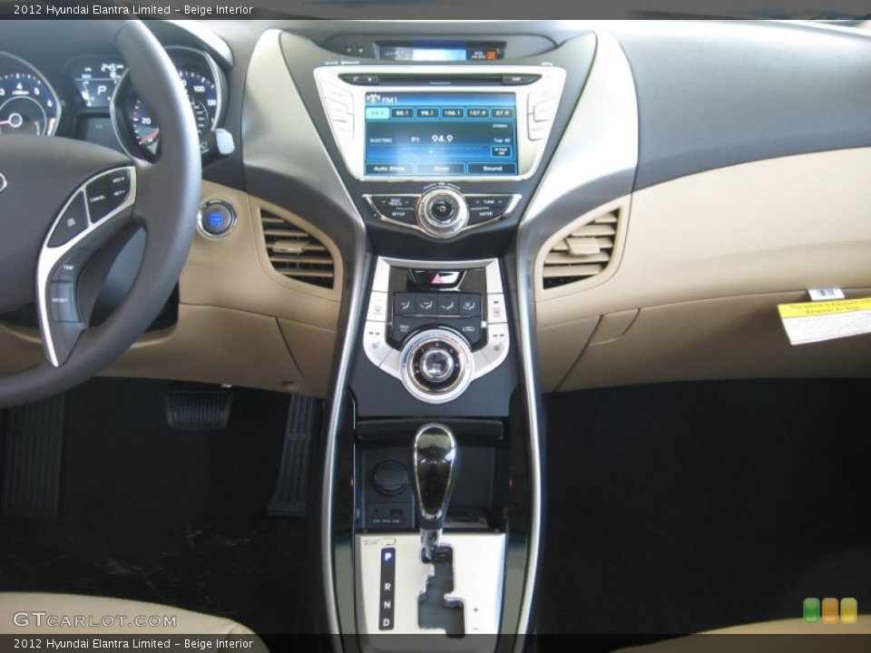 Beige Interior Controls for the 2012 Hyundai Elantra Limited #55383516